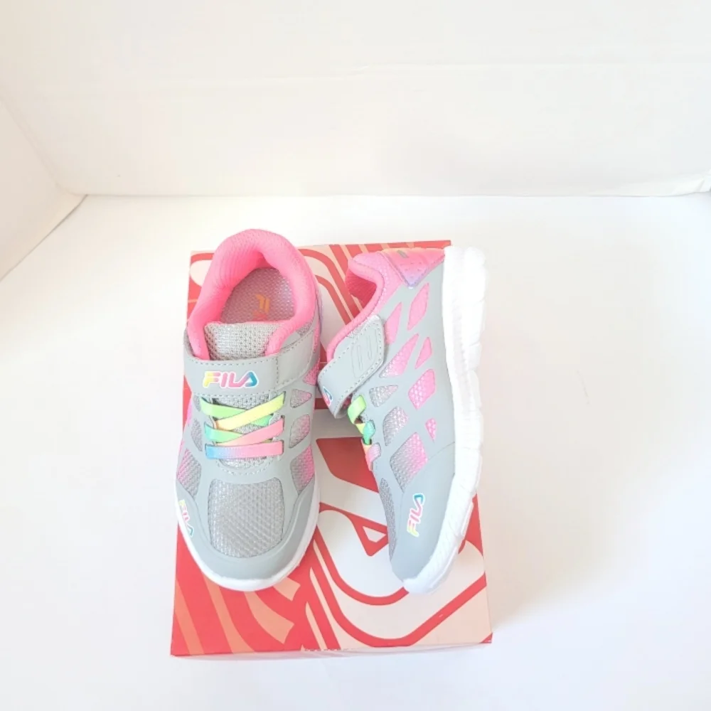 New! FILA Little Girls Superstride 2 Running Sneakers Athletic Shoes Gray Pink